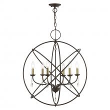 Livex Lighting 40906-07 - Aria 6lt Bronze with Antique Brass Globe Pendant Chandelier