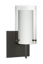 Besa Lighting 1SW-C44007-BR-SQ - Besa Pahu 4 Wall With SQ Canopy 1SW Clear/Opal Bronze 1x40W G9
