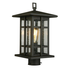 Eglo 202889A - 1 LT Outdoor Post Light w/ Matte Bronze Finish & Clear Seeded Glass Shade
