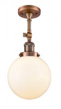 Innovations Lighting 201F-AC-G201-8-LED - Beacon - 1 Light - 8 inch - Antique Copper - Adjustable Semi-Flush Mount