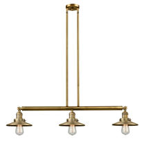Innovations Lighting 213-BB-M4 - Railroad - 3 Light - 41 inch - Brushed Brass - Stem Hung - Adjustable Island Light