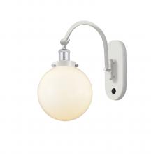 Innovations Lighting 918-1W-WPC-G201-8 - Beacon - 1 Light - 8 inch - White Polished Chrome - Adjustable Swing Arm