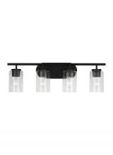 Generation Lighting 41173-112 - Oslo 4-light wall sconce in a black finish with seeded glass shade