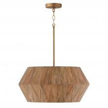 Capital 351041LW - 4-Light Pendant in Patinaed Brass and Handcrafted Mango Wood