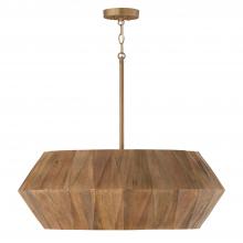 Capital 351061LW - 6-Light Pendant in Patinaed Brass and Handcrafted Mango Wood