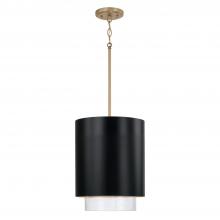 Capital 353011RK - 1-Light Metal Pendant in Matte Black with Brass Interior and Seeded Glass