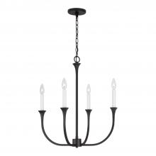 Capital 452341BI - 4-Light Chandelier in Black Iron with Black Iron Candle Sleeves