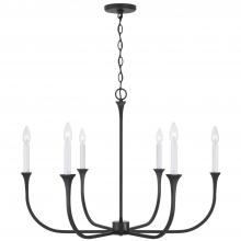 Capital 452361BI - 6-Light Chandelier in Black Iron with Black Iron Candle Sleeves
