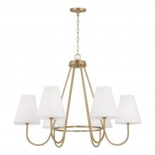Capital 452761MA - 6-Light Chandelier in Matte Brass with Tapered White Fabric Shades