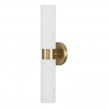 Capital 651721AD - 2-Light Cylindrical Linear Sconce in Aged Brass with Faux Alabaster Glass