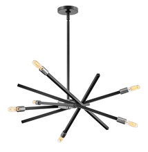 Hinkley 4765SK - Archer 6lt Medium Adjustable Chandelier - Black w/ nickel accents