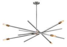 Hinkley 4766BN - Archer 6lt Large Adjustable Chandelier Nickel w/ Brass accents